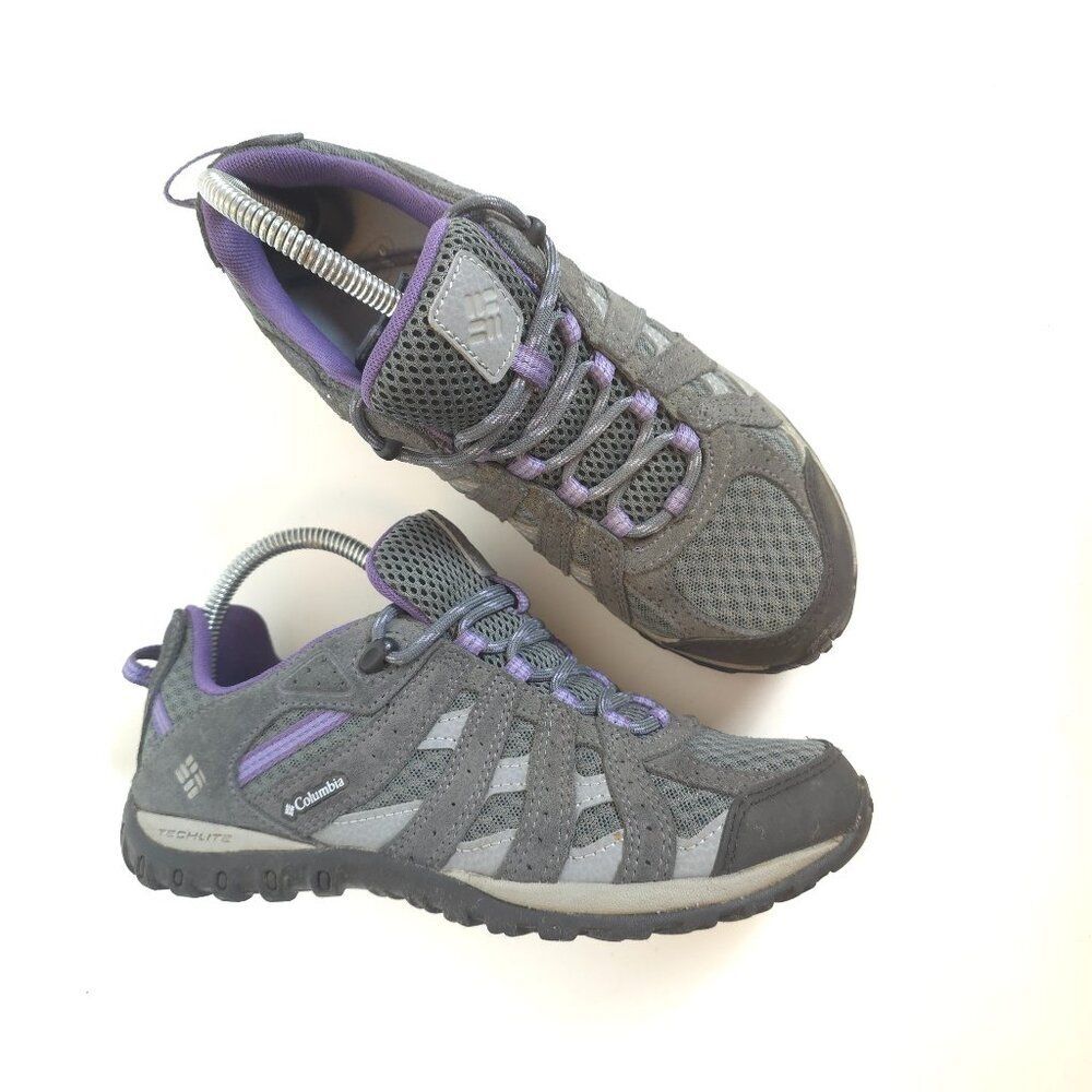 Columbia Techlite Drainmaker III Gray Purple Women’s Hiking Water Shoes Size 8